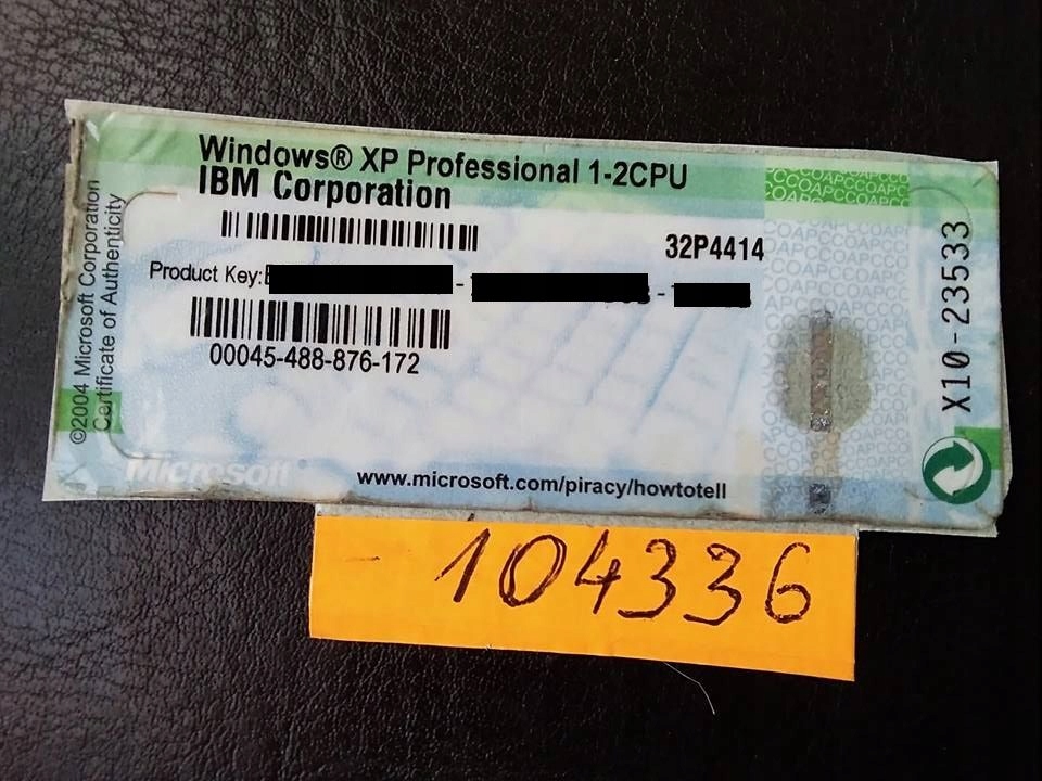 Windows XP Professional Naklejka z kluczem