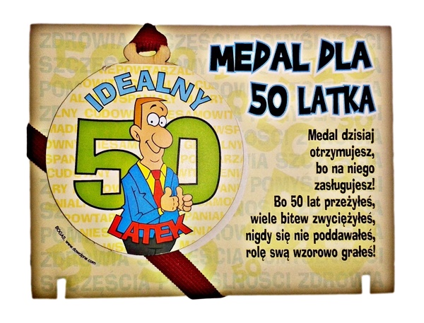 medal na 50 urodziny dla faceta, kartka, prezent!