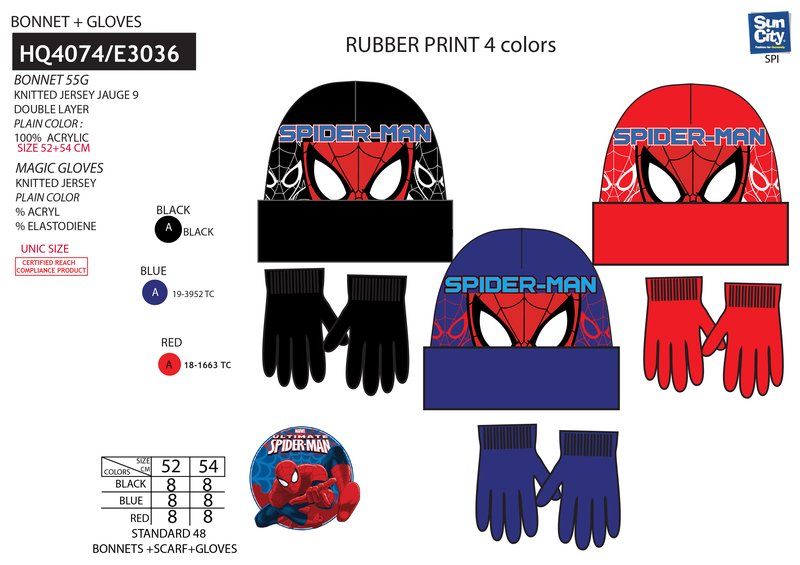 Czapka i rękawiczki Spiderman. Pakiet 48