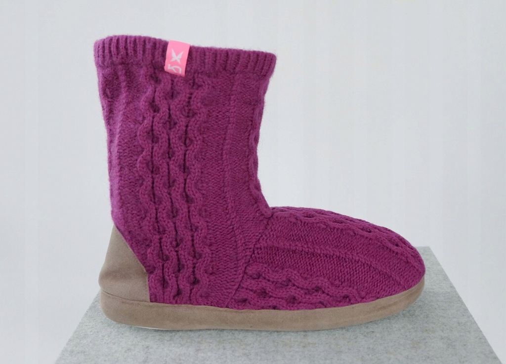 KARI TRAA pantofle slippers wool wełna cyklamen 37