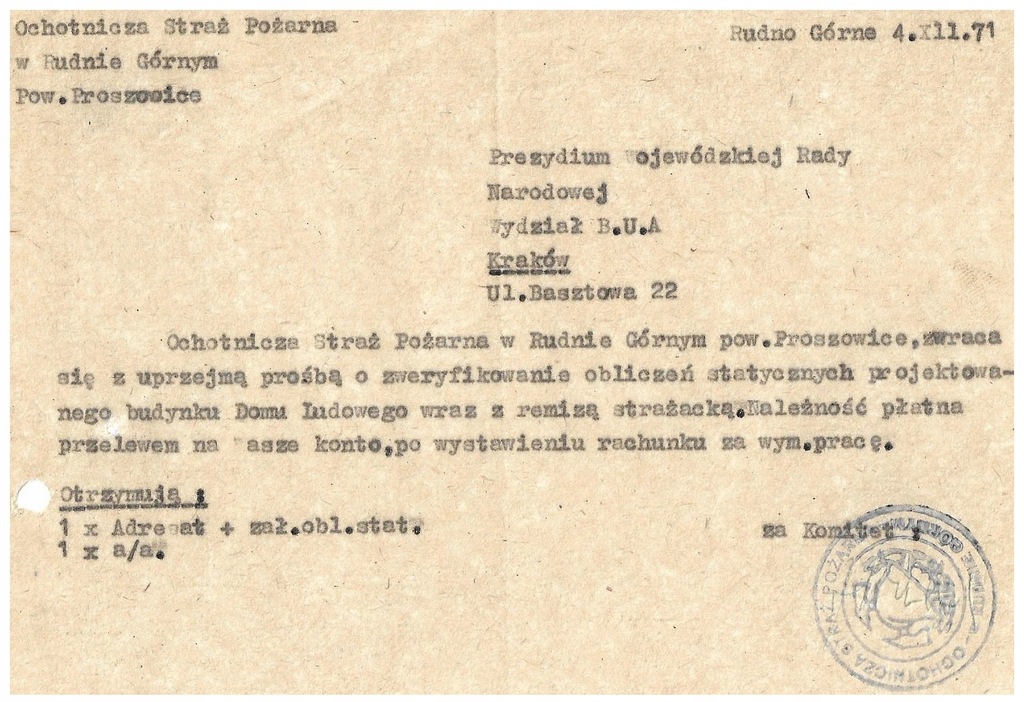 RUDNO GÓRNE OCHOTNICZA STRAŻ POŻARNA k. PROSZOWICE