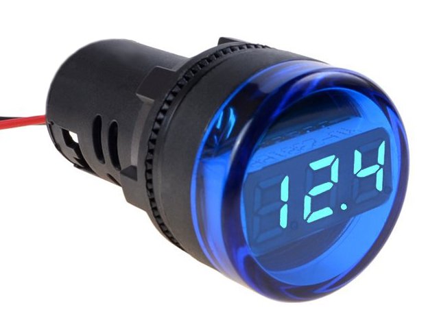 Miernik woltomierz okrągły DC 5-48V niebieski LED