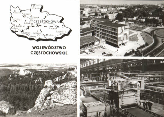 CZĘSTOCHOWA -- BLOKI -- HUTA -- MAPA -- 1975