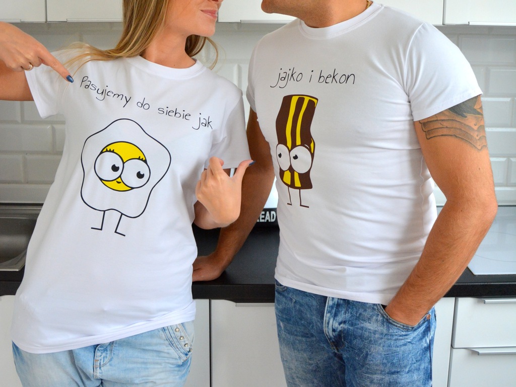 T-Shirty dla par Jajko i Bekon Walentynki S - 5XL