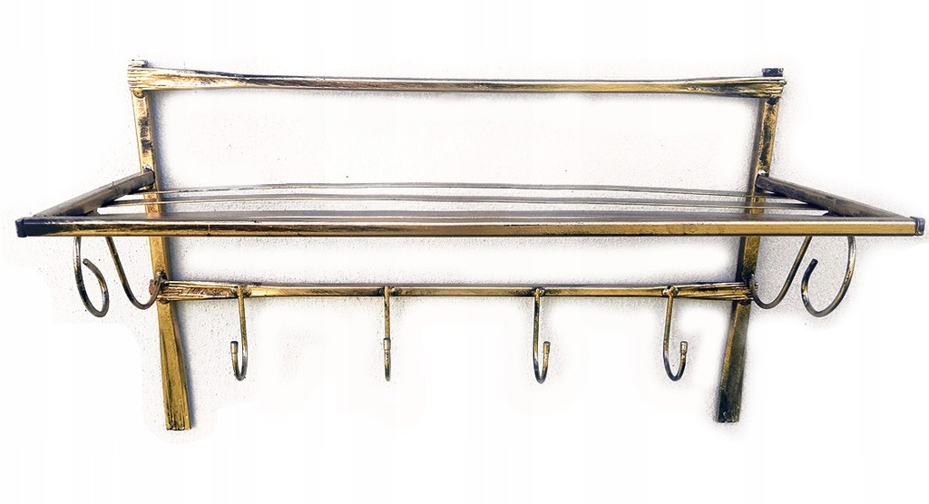 Wieszak ścienny metalowy na ubrania półka 50x30x20