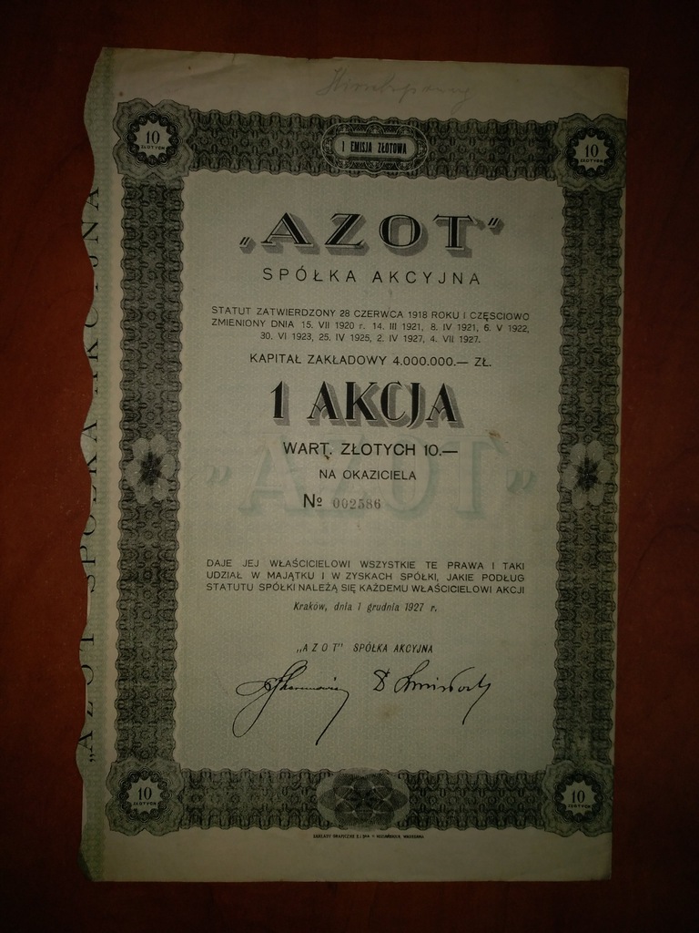 AKCJA 10 ZŁ S.A. AZOT KRAKÓW 1927