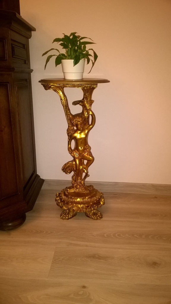 Złoty stolik kwietnik figuralny rarytas