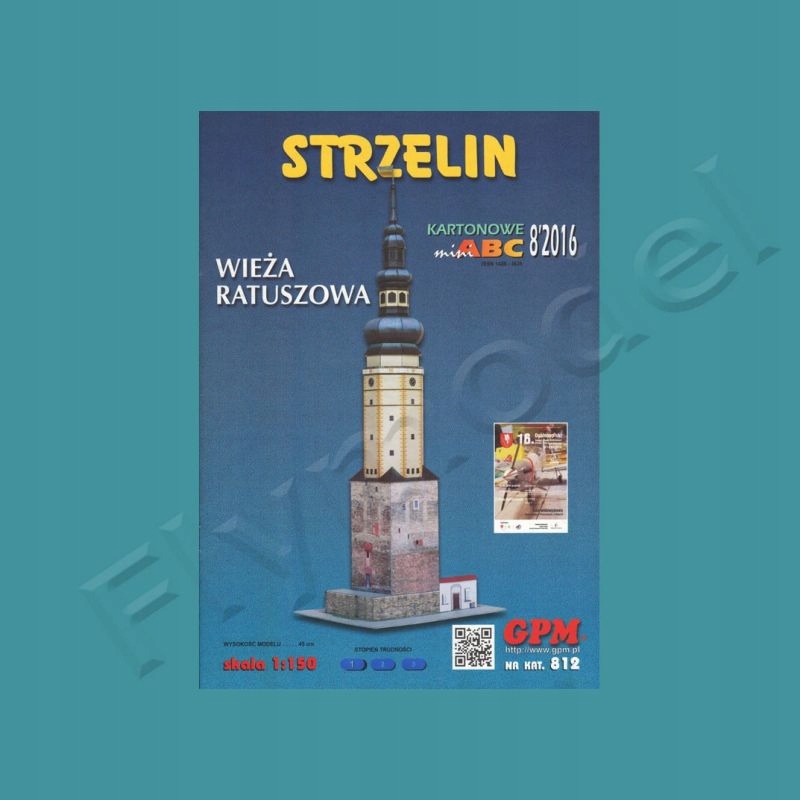 Wieża ratuszowa Strzelin - model kartonowy 1:150