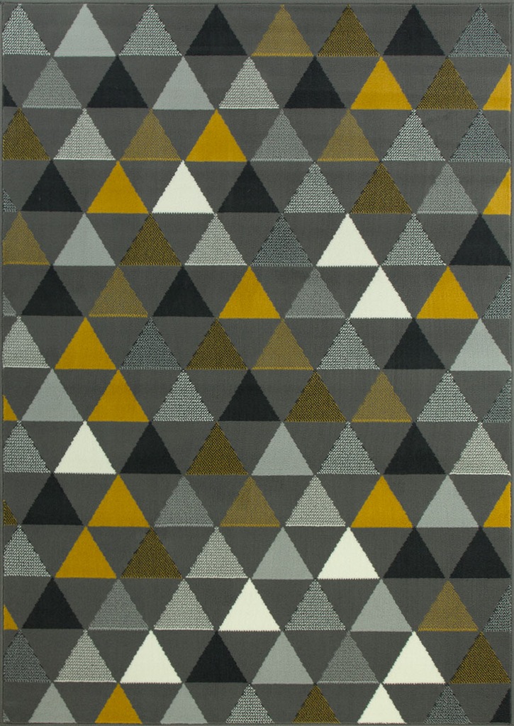 ŻÓŁTY DYWAN LUNA  140x200 cm  SZARO ŻÓŁTE TRÓJKĄTY