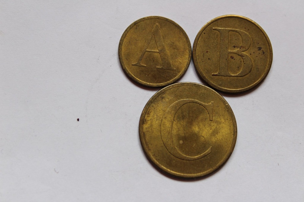 ŻETON A ,B ,C TELEKOMUNIKACJA POLSKA 1990  - BU966