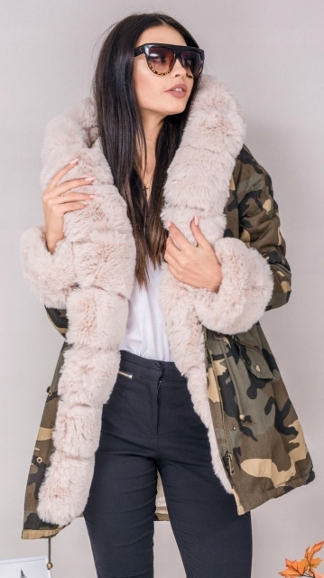 kurtka parka flak futro biale kurtka parka flak futro biale