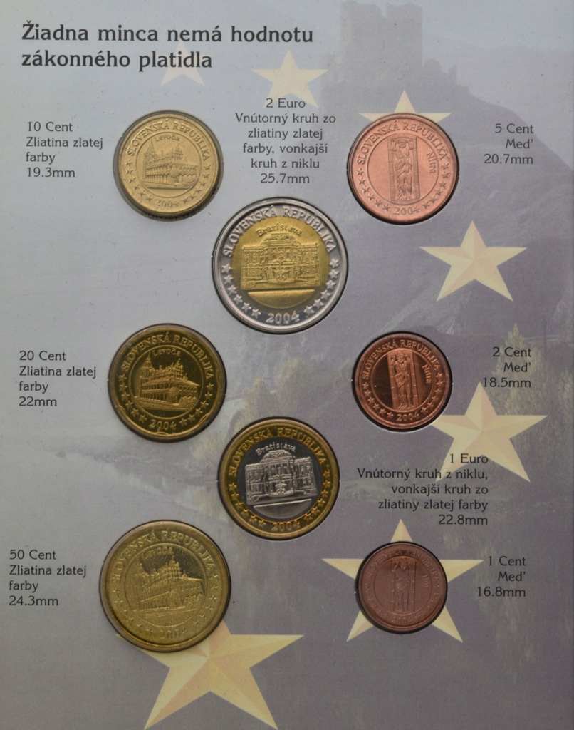 Zestaw Euro Slovenska Repub. 2004 probe set 9szt