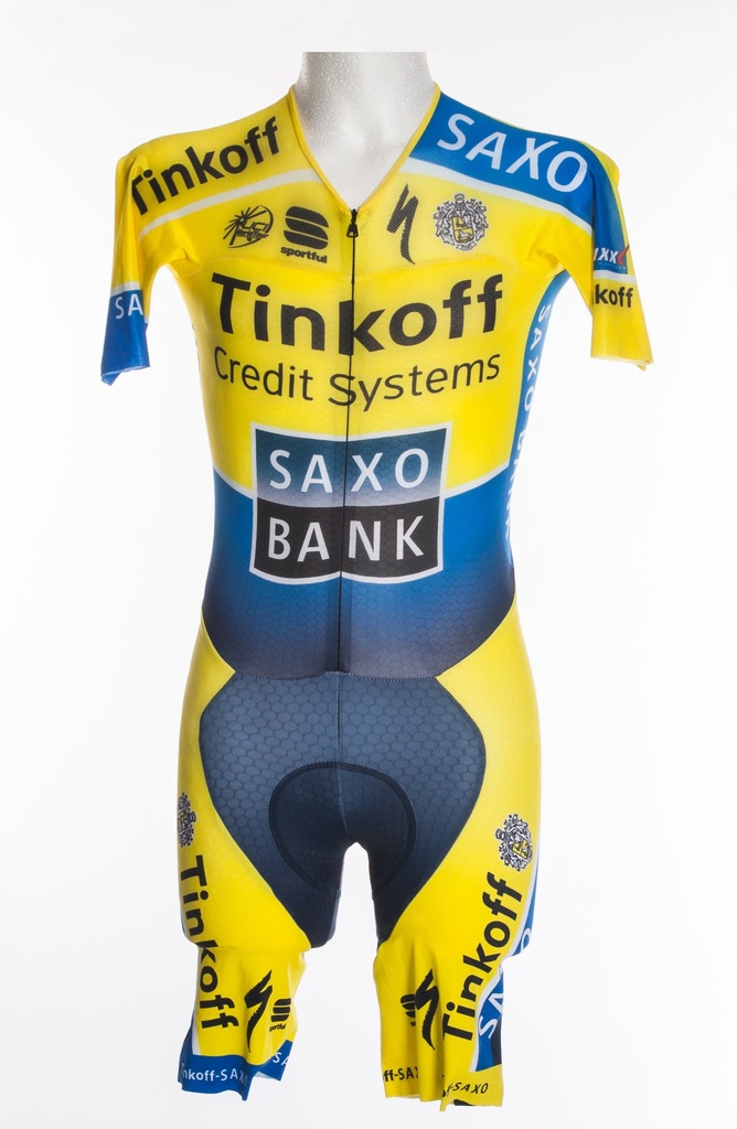 strój kolarski czasowy jednoczęściowy tinkoff saxo
