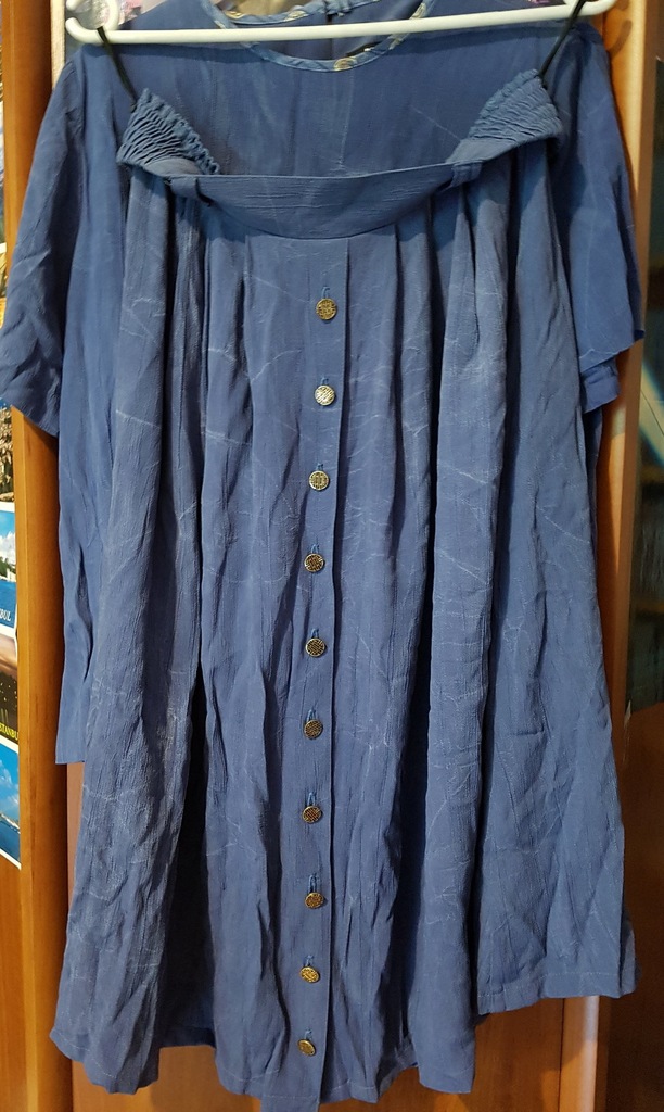 Komplet  spódnica midi i bluzka XXL niebieski