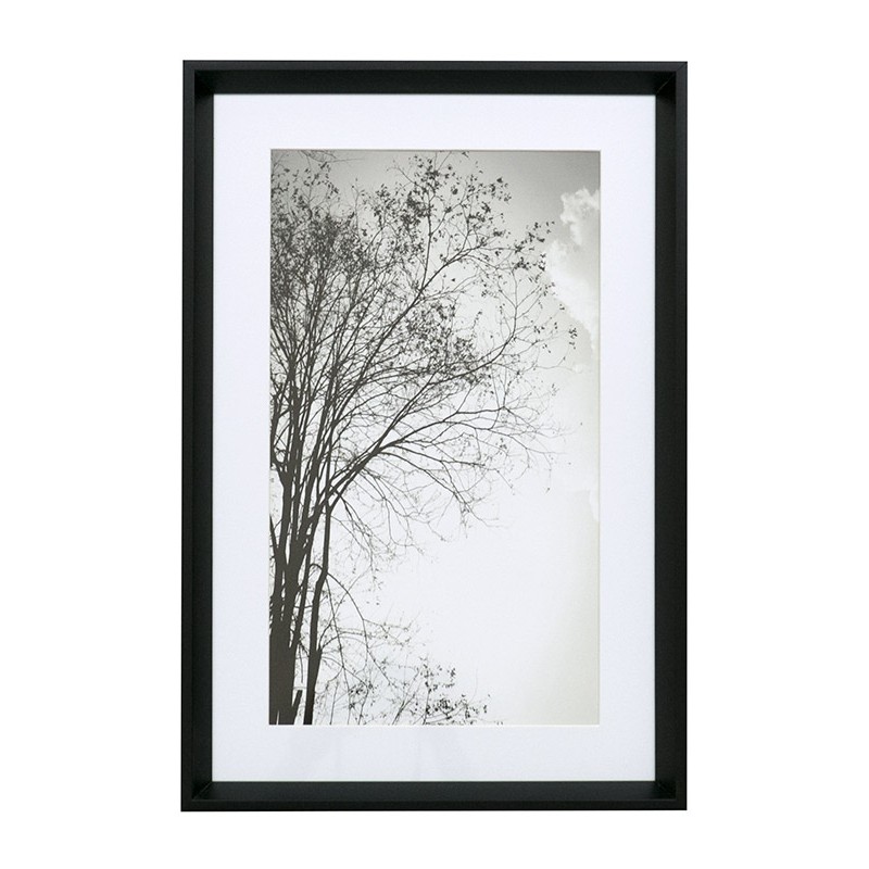 OBRAZ DRZEWO W CZARNEJ RAMIE 40x60cm CZARNY BIAŁY