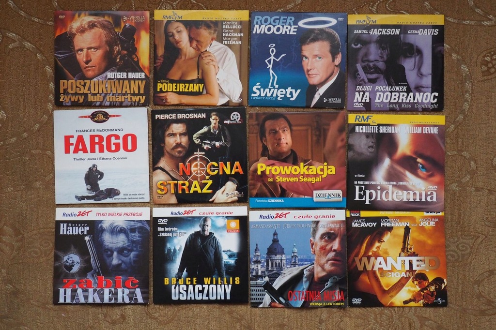 Zestaw 25 filmów na płytach DVD filmy sensacyjne