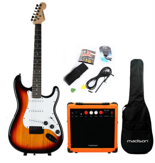 MADISON-GITARA ELEKTRYCZNA + WZMACNIACZ + DODATKI