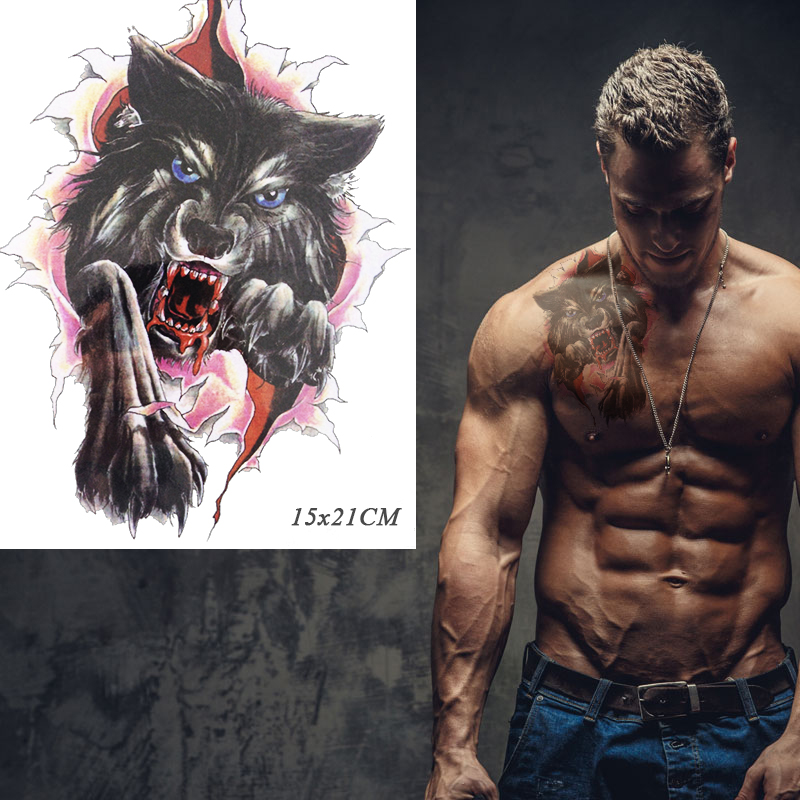 Tatuaz zmywalny 3D bloody wolf tattoo