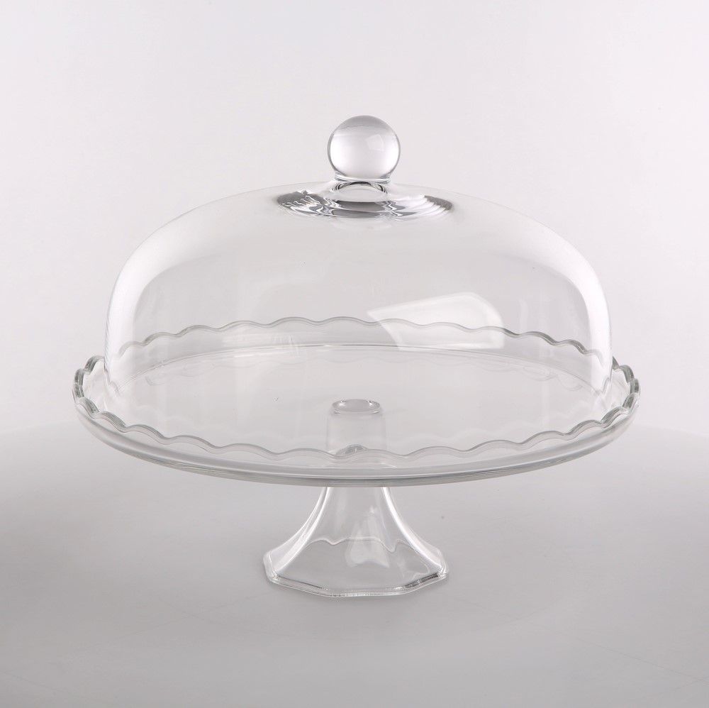 PATERA 32 cm Z KLOSZEM SZKLANYM TALERZ TORT CIASTO
