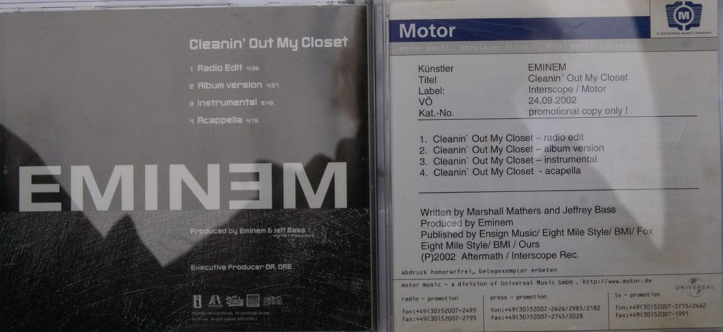 Eminem Cleanin Out My Closet Cd 7049616647 Oficjalne