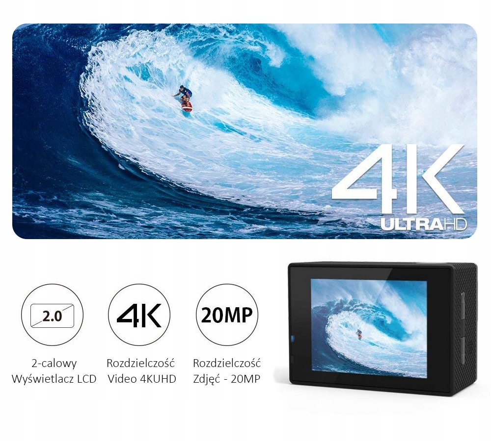 Kamera sportowa Apeman A80 4K Ultra HD Wifi 20Mpix - 7659317889 ...