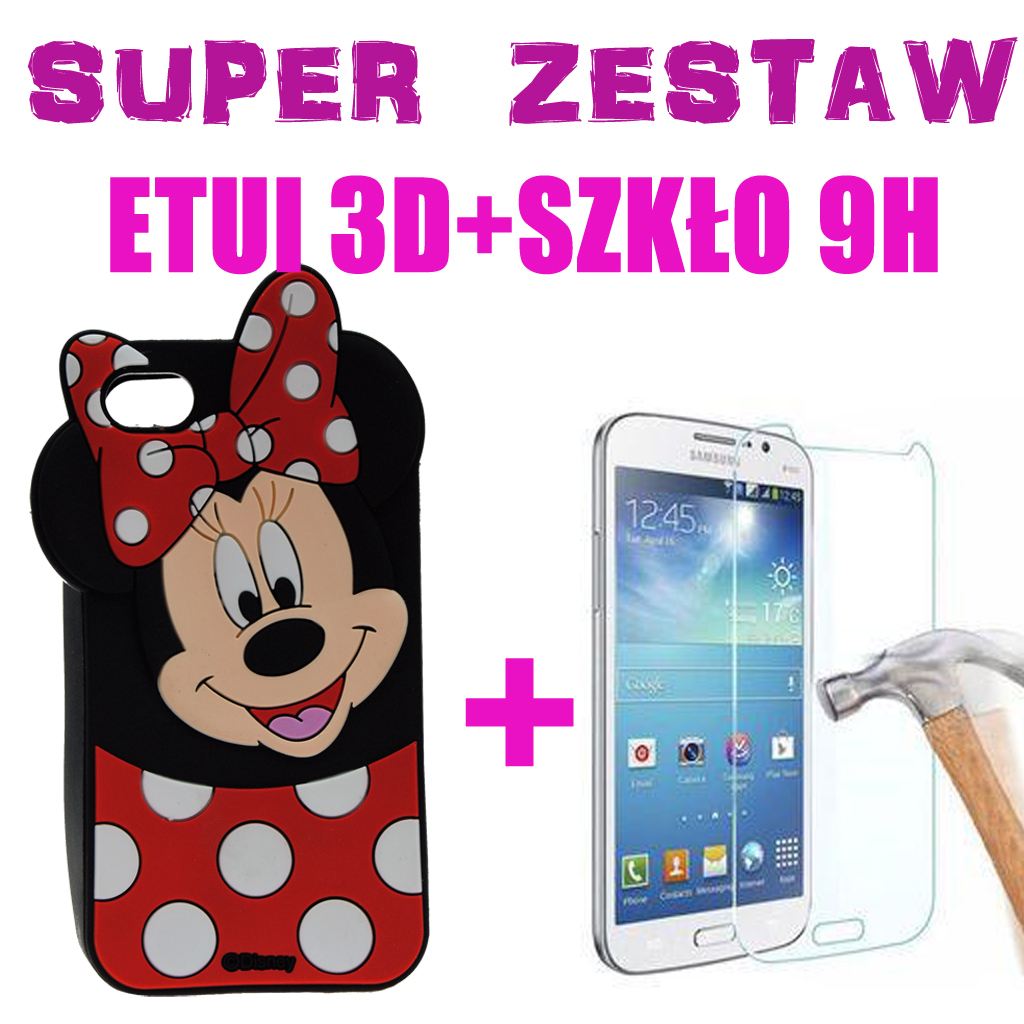 Etui 3D Myszka Minnie Samsung J3 2016 Szkło 9h