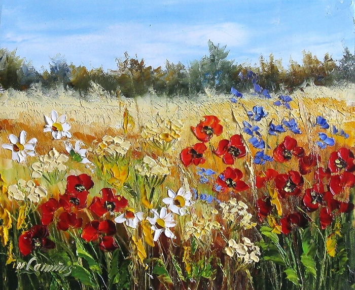 U.Lemańska KOLOROWA ŁĄKA obraz olejny 25x30