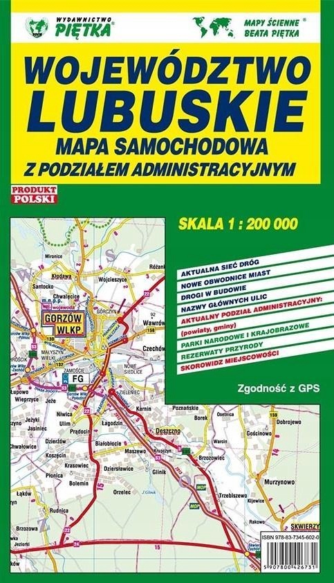 mapa samochodowa woj lubuskie WOJEWÓDZTWO LUBUSKIE 1:200 000 MAPA SAMOCHODOWA   7406404832 