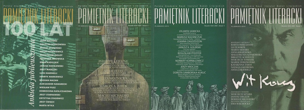 PAMIĘTNIK LITERACKI 2002 zeszyt 1 + 2 + 3 + 4