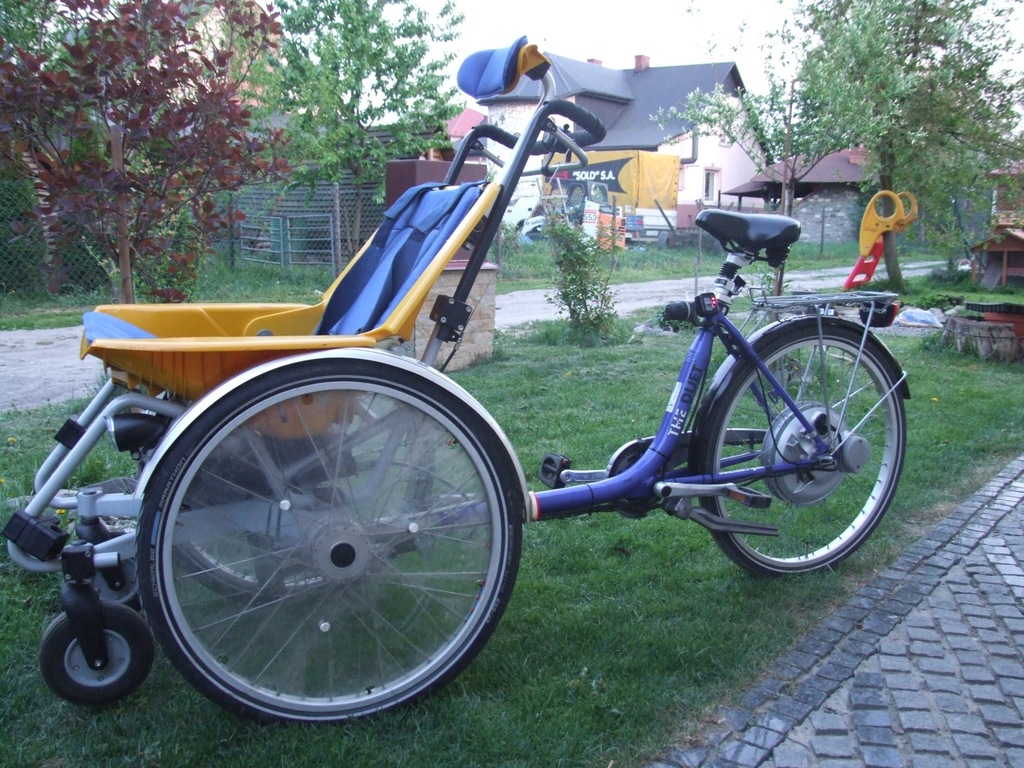 rower z wózkiem ELEKTRYCZNY rehabilitacyjny riksza