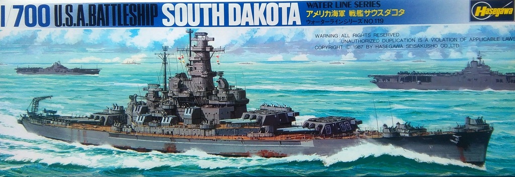 Amerykański pancernik SOUTH DAKOTA 1/700 HASEGAWA