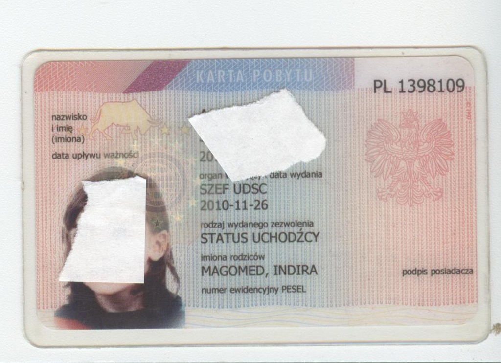 KARTA POBYTU DLA CZECZENKI, UCHODZCY