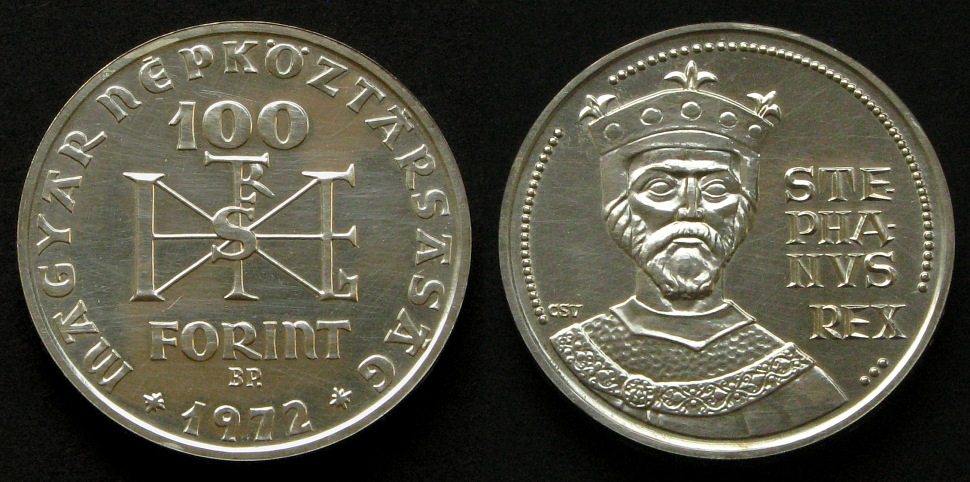 WĘGRY - 100 forint 1972, Św. Stefan