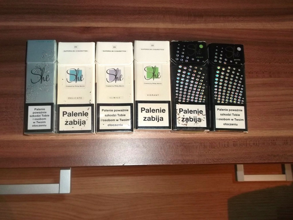 Papierosy SHE - kolekcja 6 otwartych paczek
