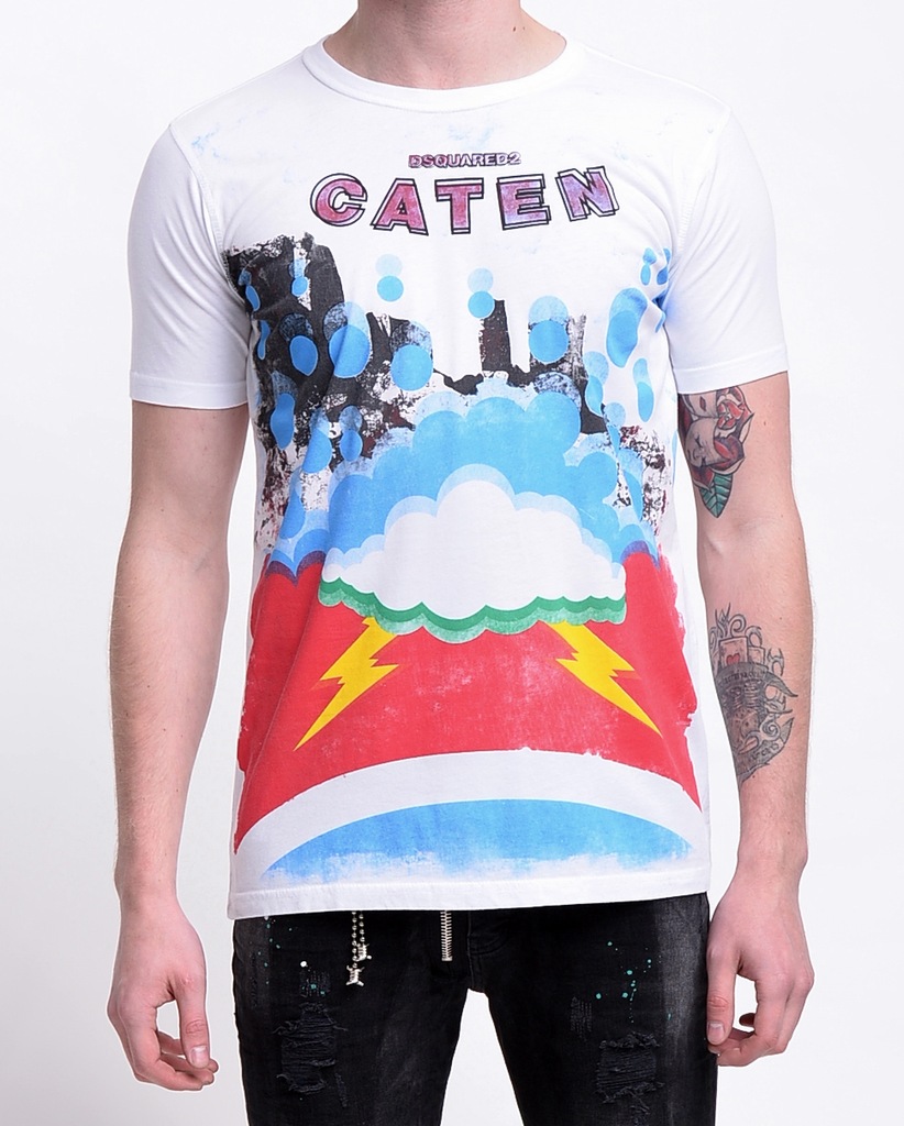 Koszulka T-Shirt Dsquared Caten Kolorowa Slim XL