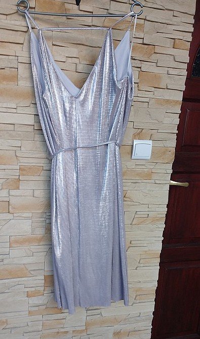 srebrna plisowana sukienka Topshop