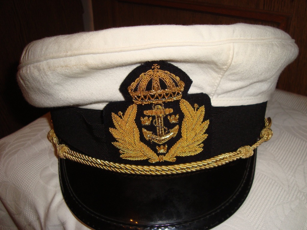 Czapka oficerska, szwedzka marynarka wojenna.