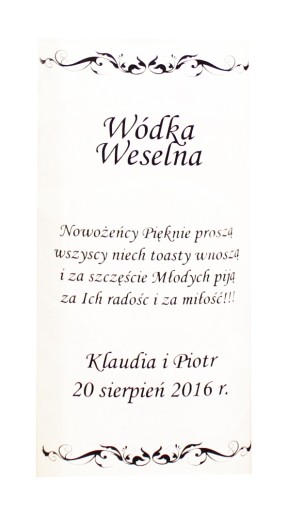 ETYKIETA NAKLEJKA KOŁACZ KOŁOCZ CIASTO WESELNE x 2