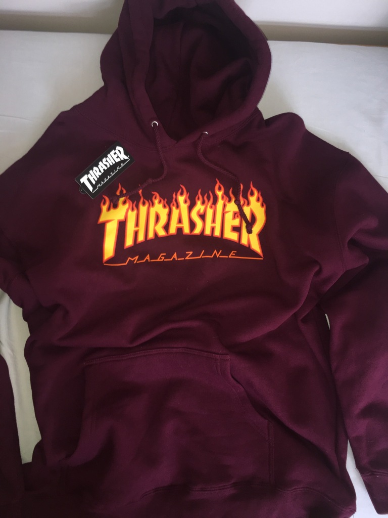 thrasher flame hoodie maroon