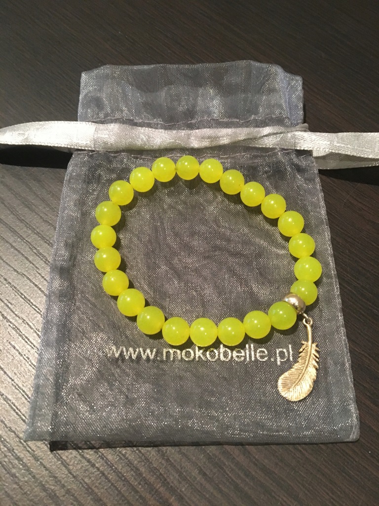MOKOBELLE bransoletka jadeit złote pióro ORYGINAŁ