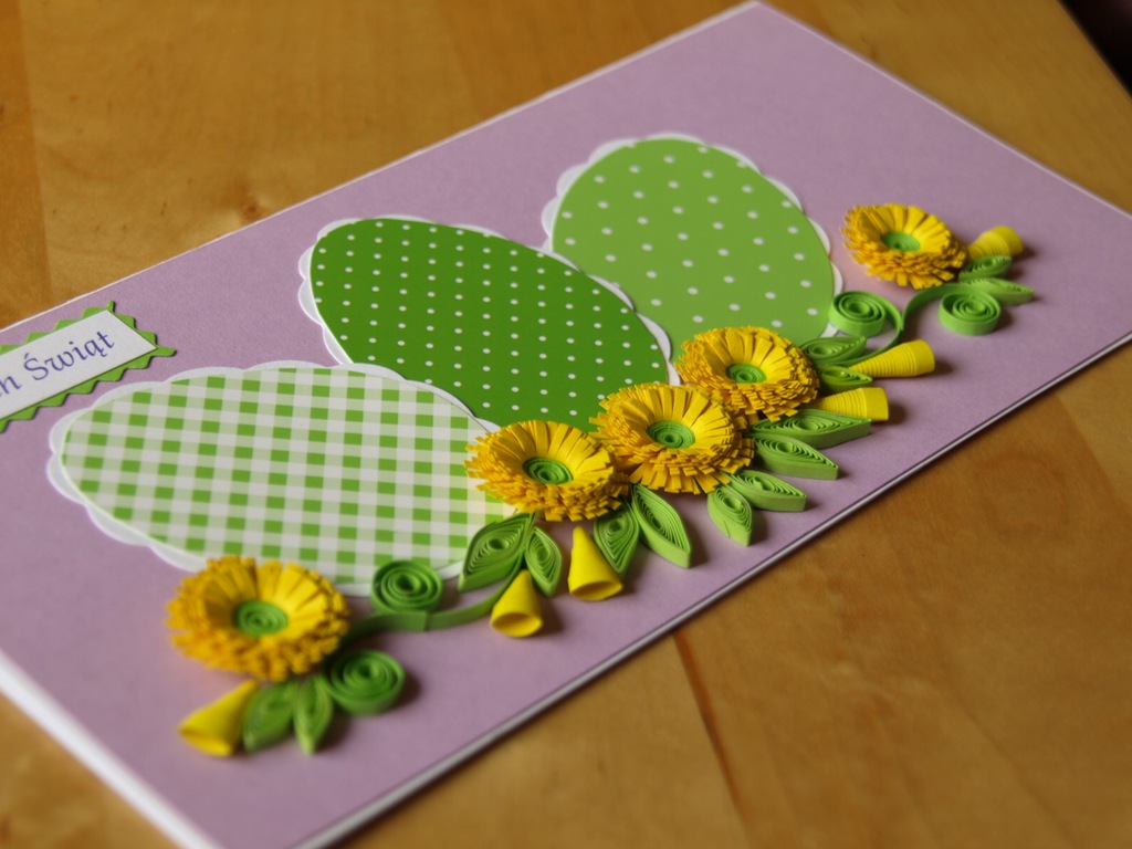 Kartka wielkanoc świąteczna quilling jajka