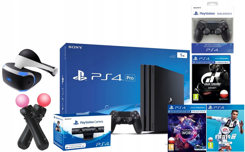PS4 PRO 1TB VR MOVE 2x PAD CAMERA V2 TURISMO FIFA - 7660807120 ...
