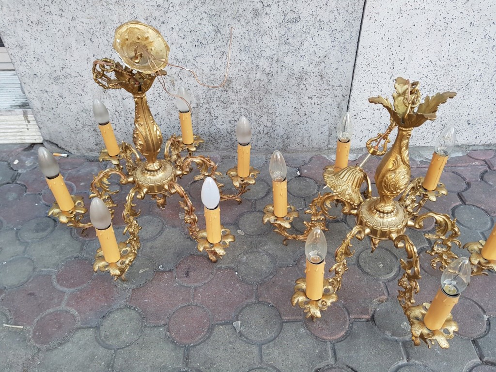 LAMPA ŻYRANDOL MOSIĘŻNY 6-RAMIENNY ŚWIECZKOWY