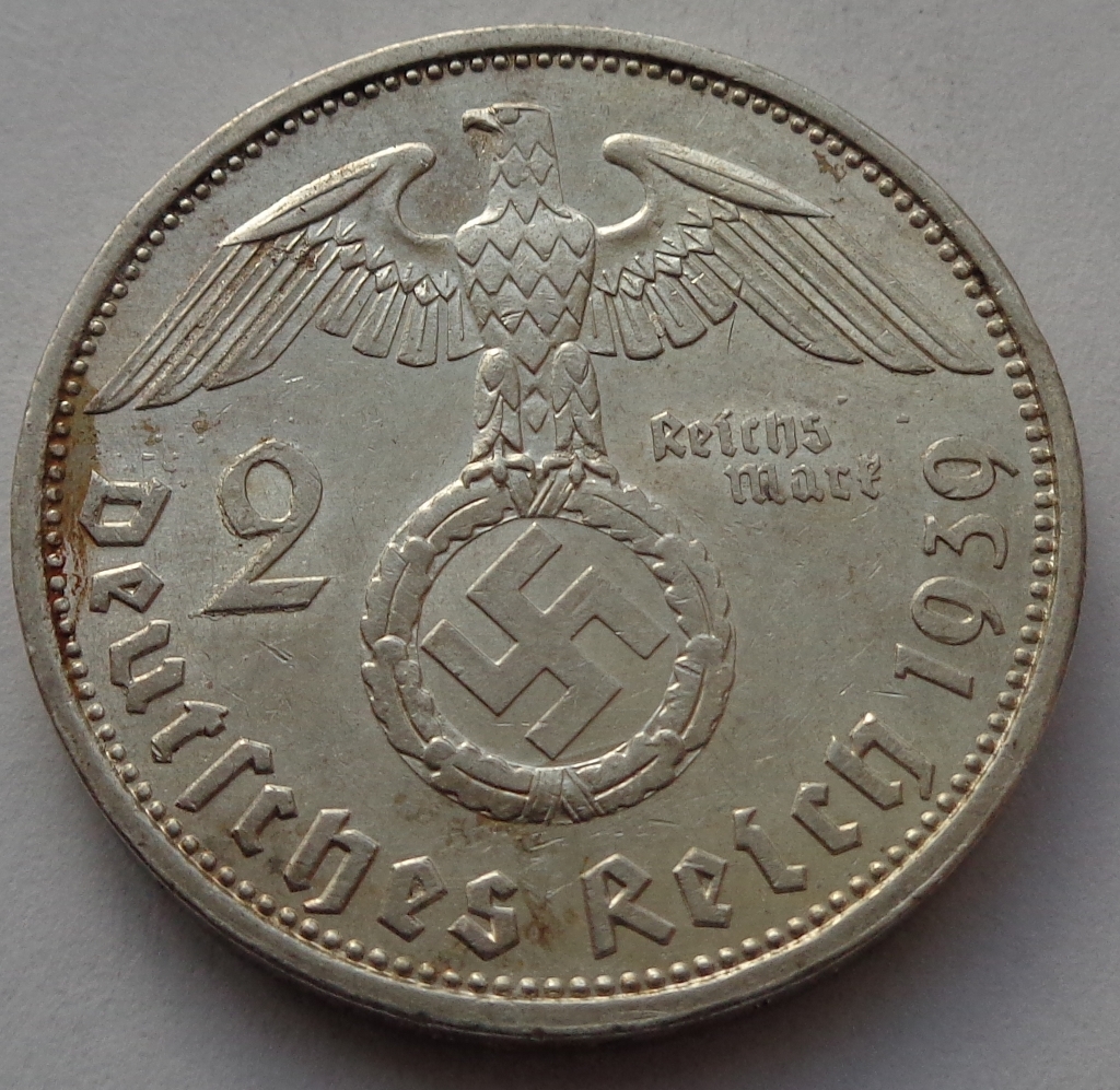 MONETA - NIEMCY - 2 MARKI 1939 A - SREBRO / Piorku