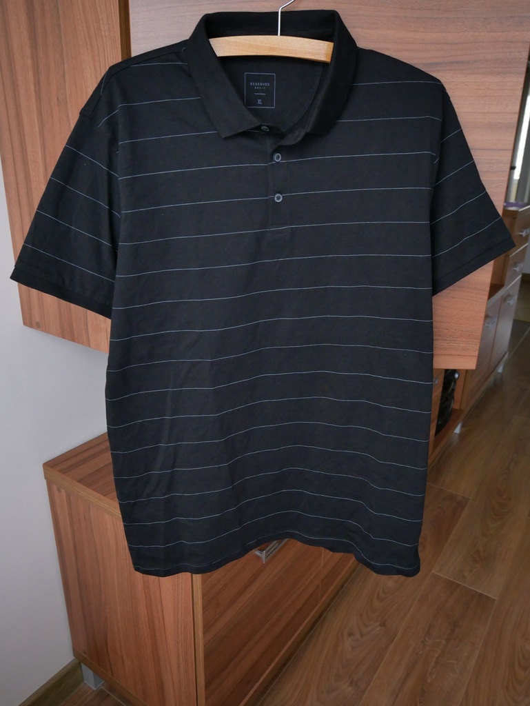 Koszulka polo męska Reserved XL czarna w paski