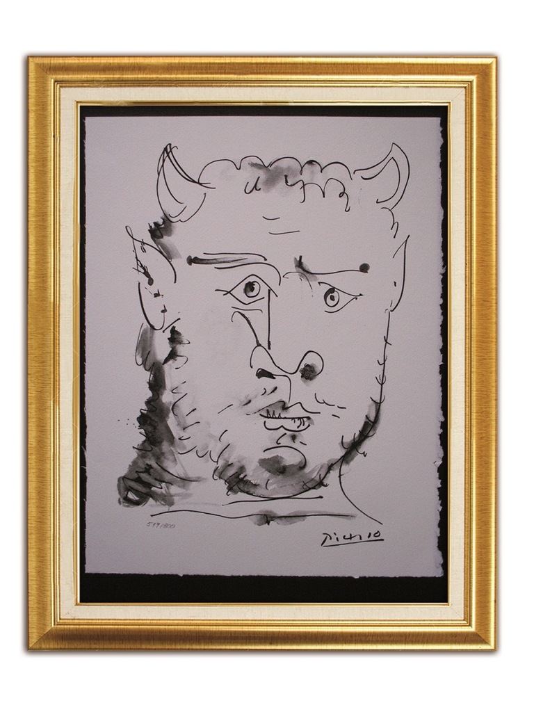  PABLO PICASSO „Twarz Fauna”. 1971 r.  sygn. num