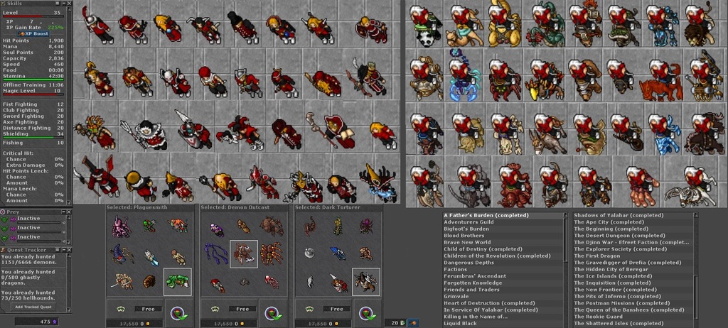 Tibia Bona 370 ED 280 RP Full Addony i Mounty !