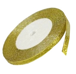 Złota błyszcząca wstążka cienka, 6x20mm, tasiemka