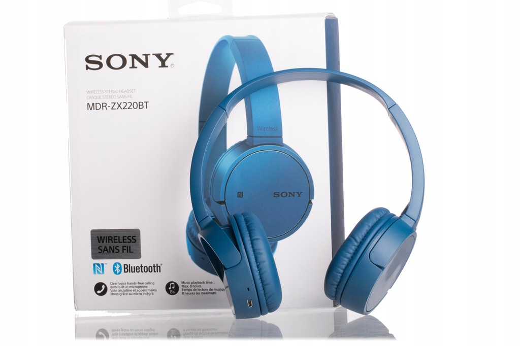 Słuchawki Sony MDRZX220BT Blue Bluetooth 7618851866 oficjalne