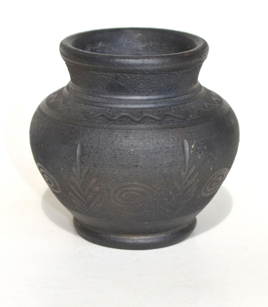 SIWAK - mały stary zdobiony ceramiczny WAZONIK